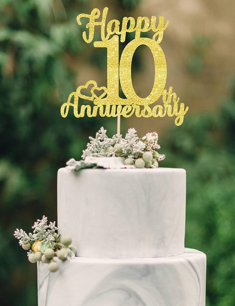 Amazon.com: veegood Happy 10th Anniversary Cake Toppers